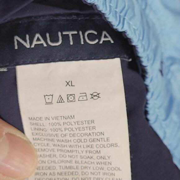 Nautica Mens XL Striped Sailboat Swim Trunks Polyester Blue & White - Picture 4 of 5